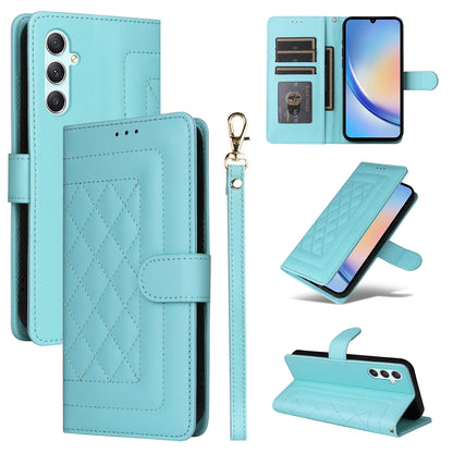 Samsung Galaxy A34 5G Diamond Lattice Leather Flip Phone Case - Durable and Convenient Holder with Precision Cutouts