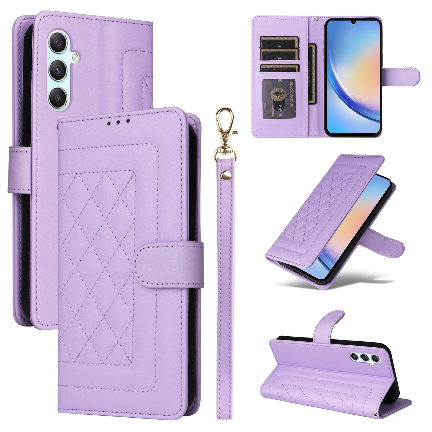 Samsung Galaxy A34 5G Diamond Lattice Leather Flip Phone Case - Durable and Convenient Holder with Precision Cutouts
