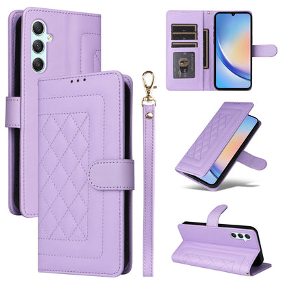 Samsung Galaxy A34 5G Diamond Lattice Leather Flip Phone Case - Durable and Convenient Holder with Precision Cutouts