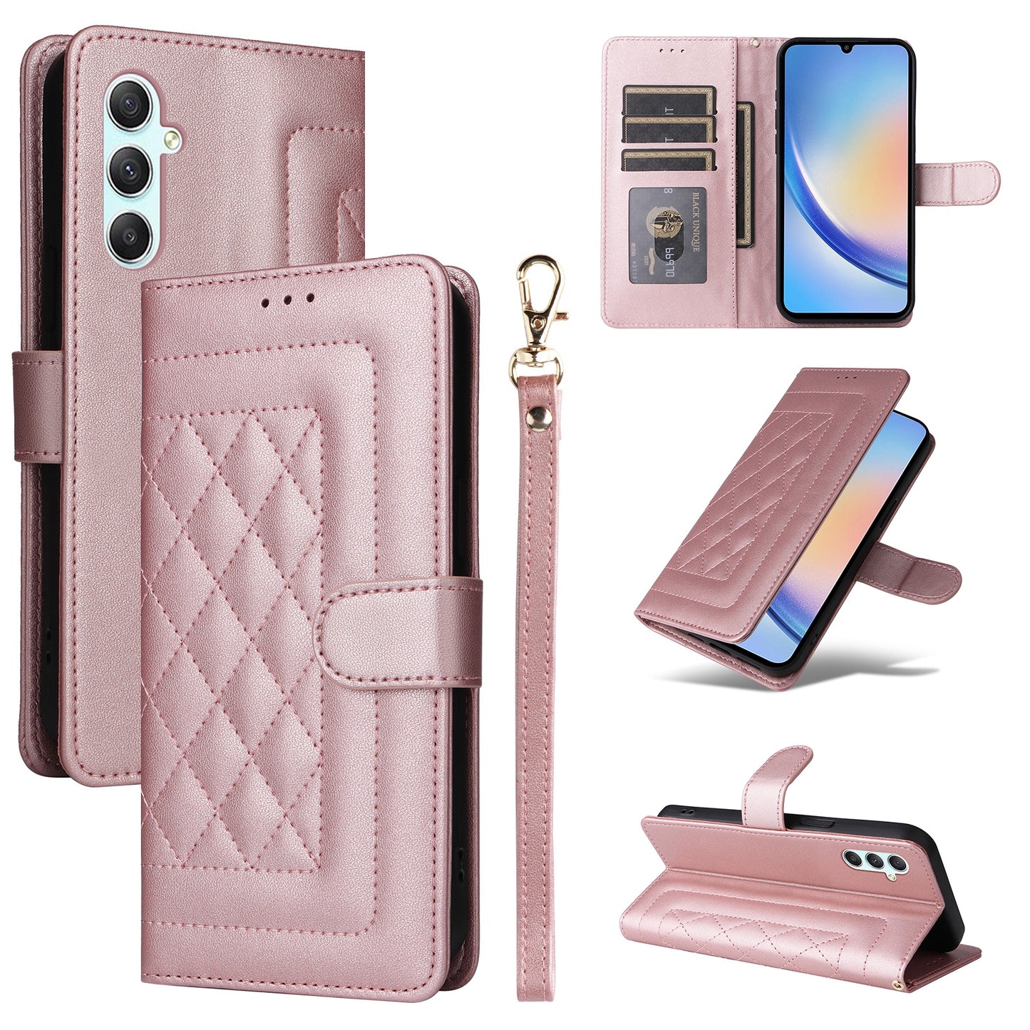 Samsung Galaxy A34 5G Diamond Lattice Leather Flip Phone Case - Durable and Convenient Holder with Precision Cutouts