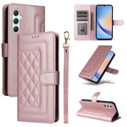 Samsung Galaxy A34 5G Diamond Lattice Leather Flip Phone Case - Durable and Convenient Holder with Precision Cutouts