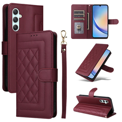Samsung Galaxy A34 5G Diamond Lattice Leather Flip Phone Case - Durable and Convenient Holder with Precision Cutouts
