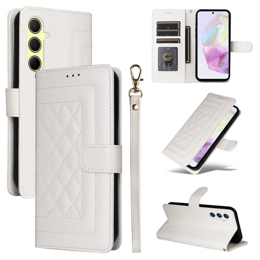 Samsung Galaxy A35 Diamond Lattice Leather Flip Phone Case - Durable and Convenient Holder with Precision Cutouts