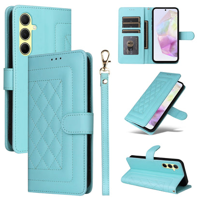 Samsung Galaxy A35 Diamond Lattice Leather Flip Phone Case - Durable and Convenient Holder with Precision Cutouts