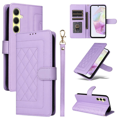 Samsung Galaxy A35 Diamond Lattice Leather Flip Phone Case - Durable and Convenient Holder with Precision Cutouts