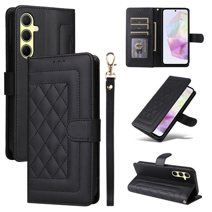 Samsung Galaxy A35 Diamond Lattice Leather Flip Phone Case - Durable and Convenient Holder with Precision Cutouts