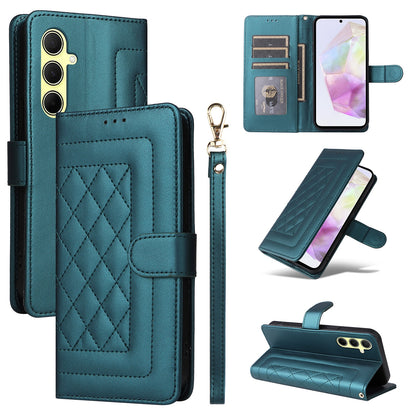 Samsung Galaxy A35 Diamond Lattice Leather Flip Phone Case - Durable and Convenient Holder with Precision Cutouts