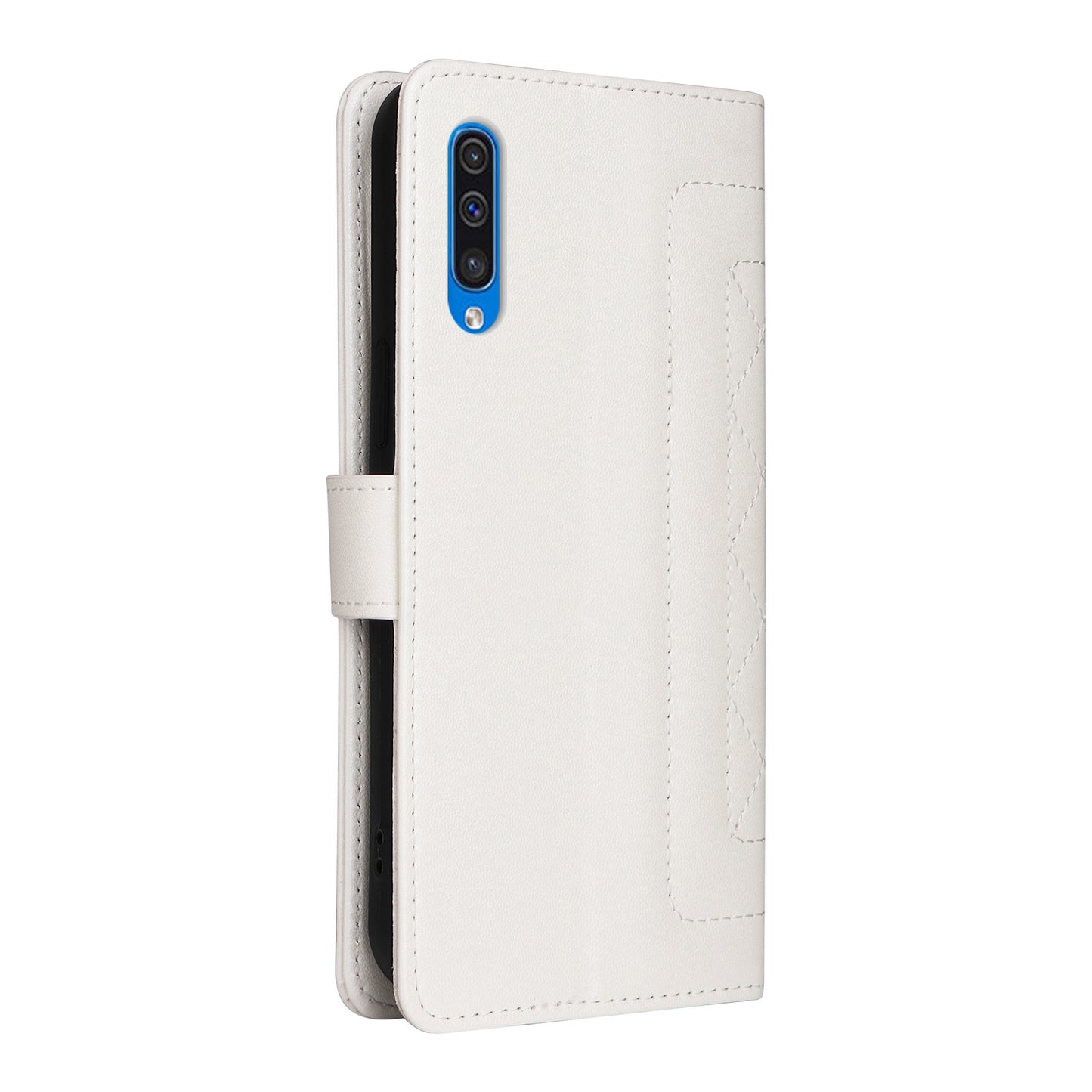 Samsung Galaxy A50 Diamond Lattice Leather Flip Phone Case - Durable and Convenient Holder with Precision Cutouts