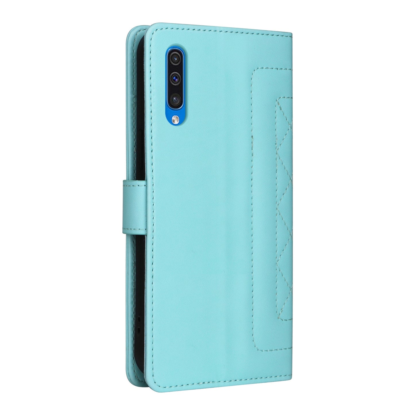 Samsung Galaxy A50 Diamond Lattice Leather Flip Phone Case - Durable and Convenient Holder with Precision Cutouts