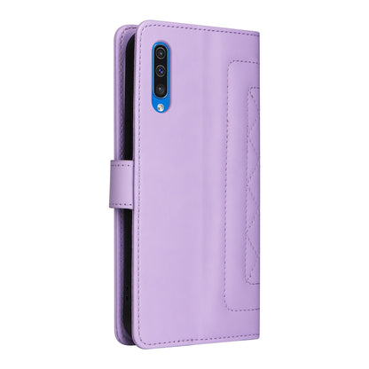 Samsung Galaxy A50 Diamond Lattice Leather Flip Phone Case - Durable and Convenient Holder with Precision Cutouts