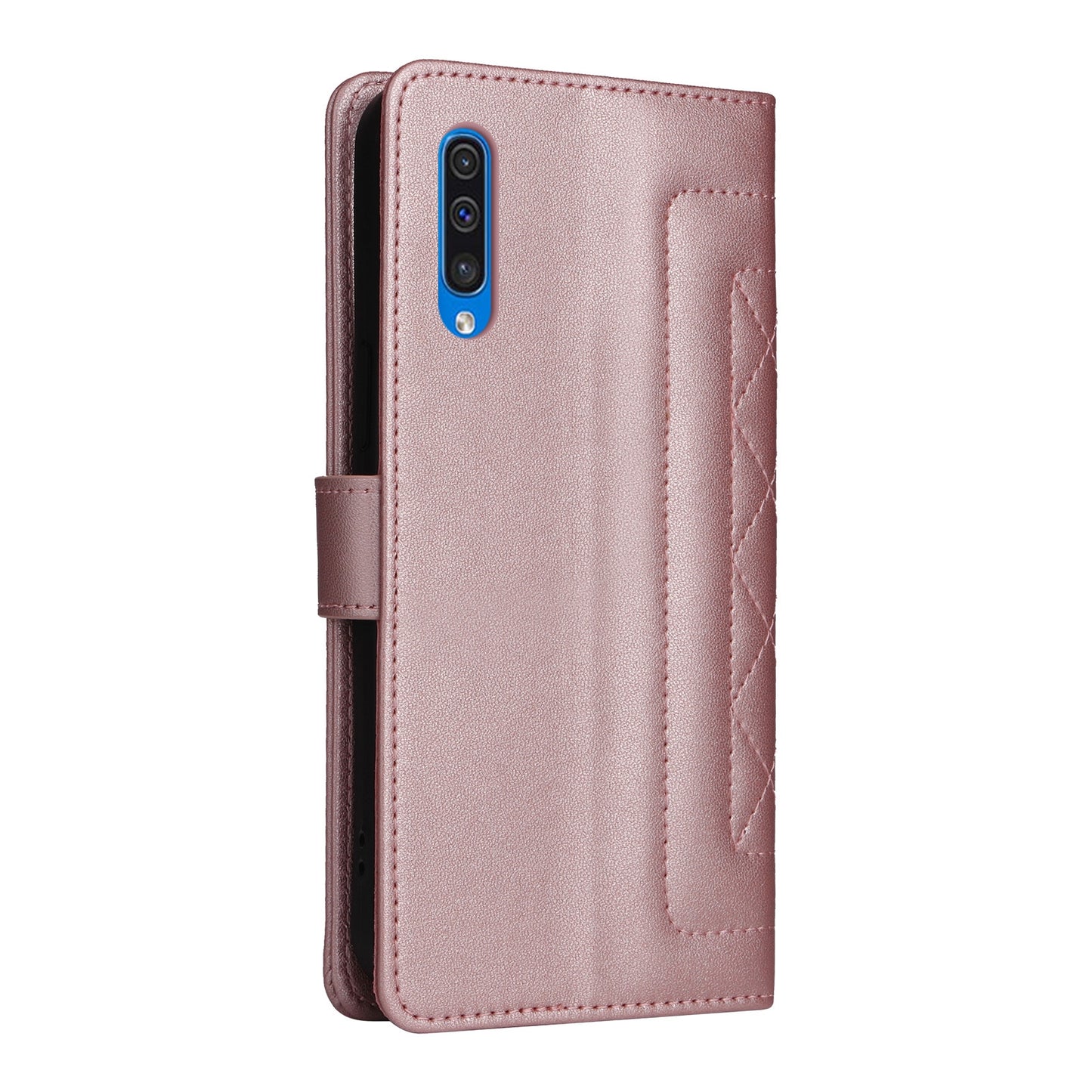 Samsung Galaxy A50 Diamond Lattice Leather Flip Phone Case - Durable and Convenient Holder with Precision Cutouts