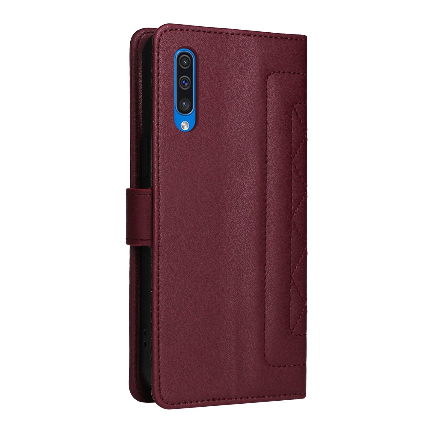 Samsung Galaxy A50 Diamond Lattice Leather Flip Phone Case - Durable and Convenient Holder with Precision Cutouts