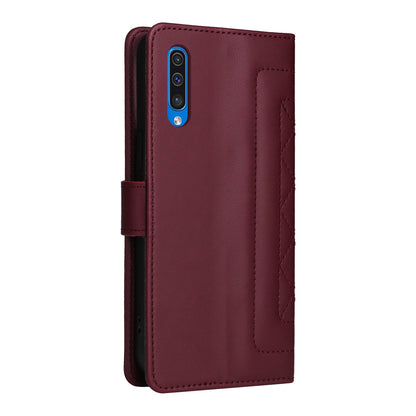 Samsung Galaxy A50 Diamond Lattice Leather Flip Phone Case - Durable and Convenient Holder with Precision Cutouts