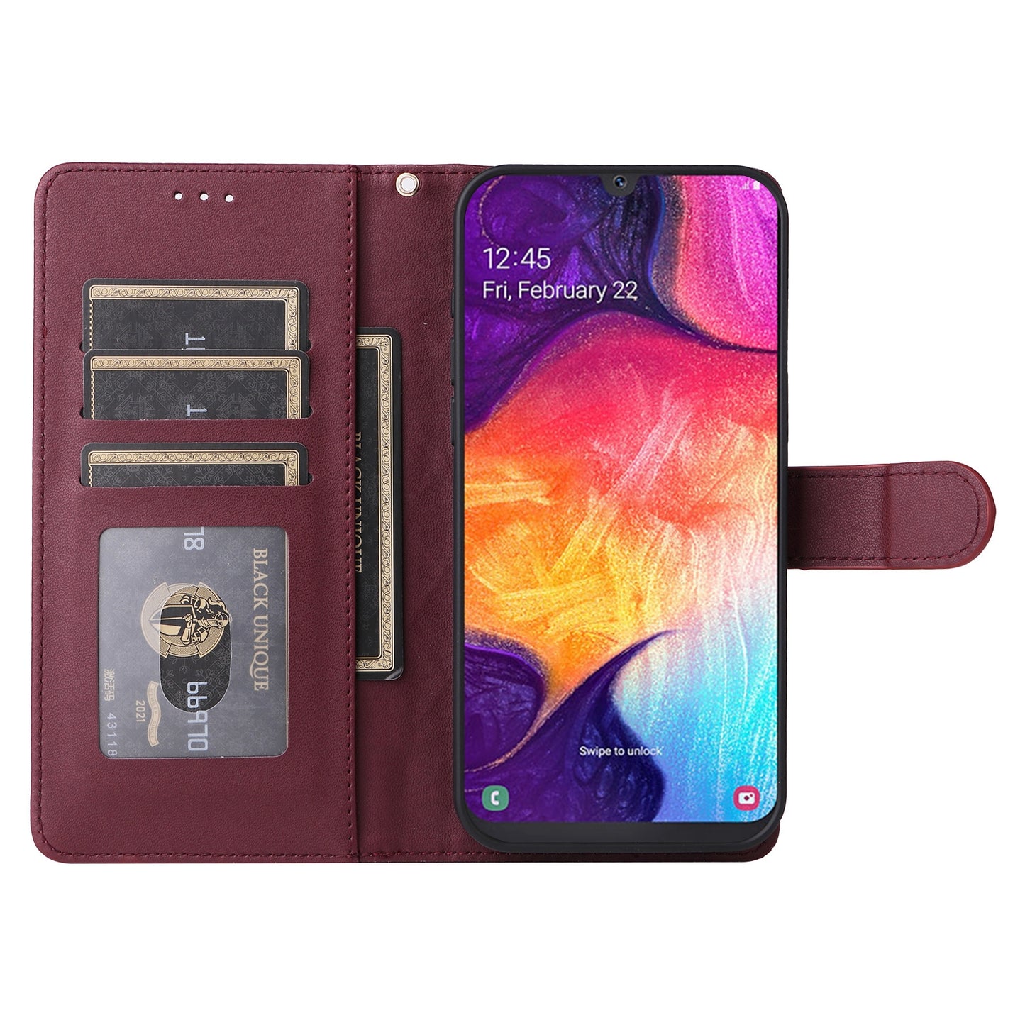 Samsung Galaxy A50 Diamond Lattice Leather Flip Phone Case - Durable and Convenient Holder with Precision Cutouts