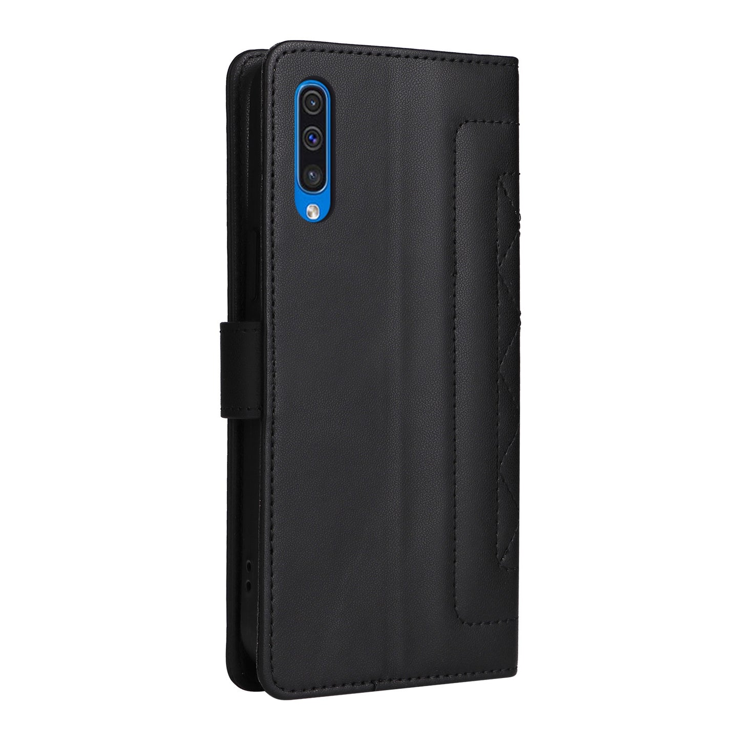 Samsung Galaxy A50 Diamond Lattice Leather Flip Phone Case - Durable and Convenient Holder with Precision Cutouts