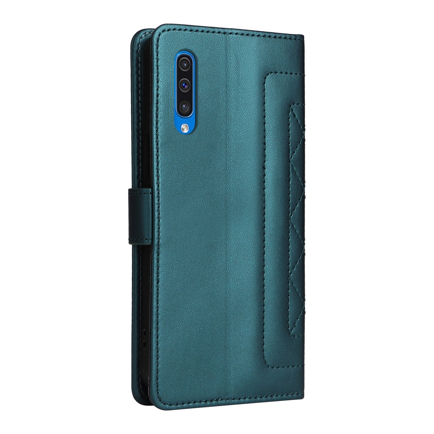 Samsung Galaxy A50 Diamond Lattice Leather Flip Phone Case - Durable and Convenient Holder with Precision Cutouts