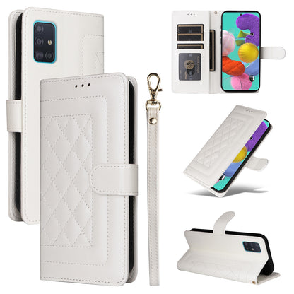 Samsung Galaxy A51 Diamond Lattice Leather Flip Phone Case - Durable and Convenient Holder with Precision Cutouts