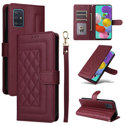 Samsung Galaxy A51 Diamond Lattice Leather Flip Phone Case - Durable and Convenient Holder with Precision Cutouts