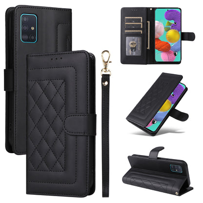 Samsung Galaxy A51 Diamond Lattice Leather Flip Phone Case - Durable and Convenient Holder with Precision Cutouts