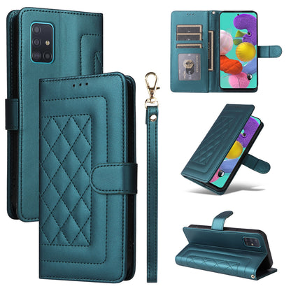 Samsung Galaxy A51 Diamond Lattice Leather Flip Phone Case - Durable and Convenient Holder with Precision Cutouts