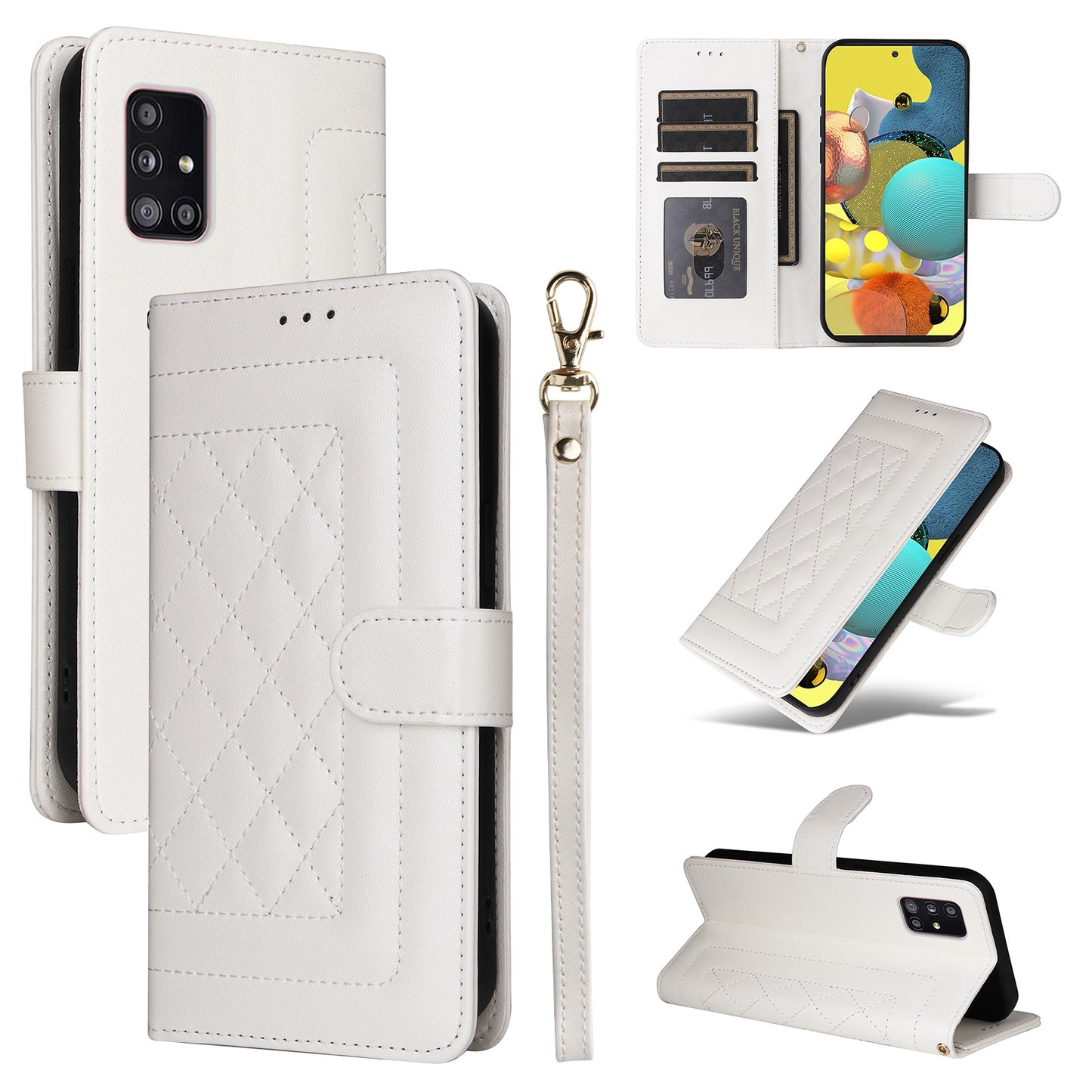 Samsung Galaxy A51 5G Diamond Lattice Leather Flip Phone Case - Durable and Convenient Holder with Precision Cutouts
