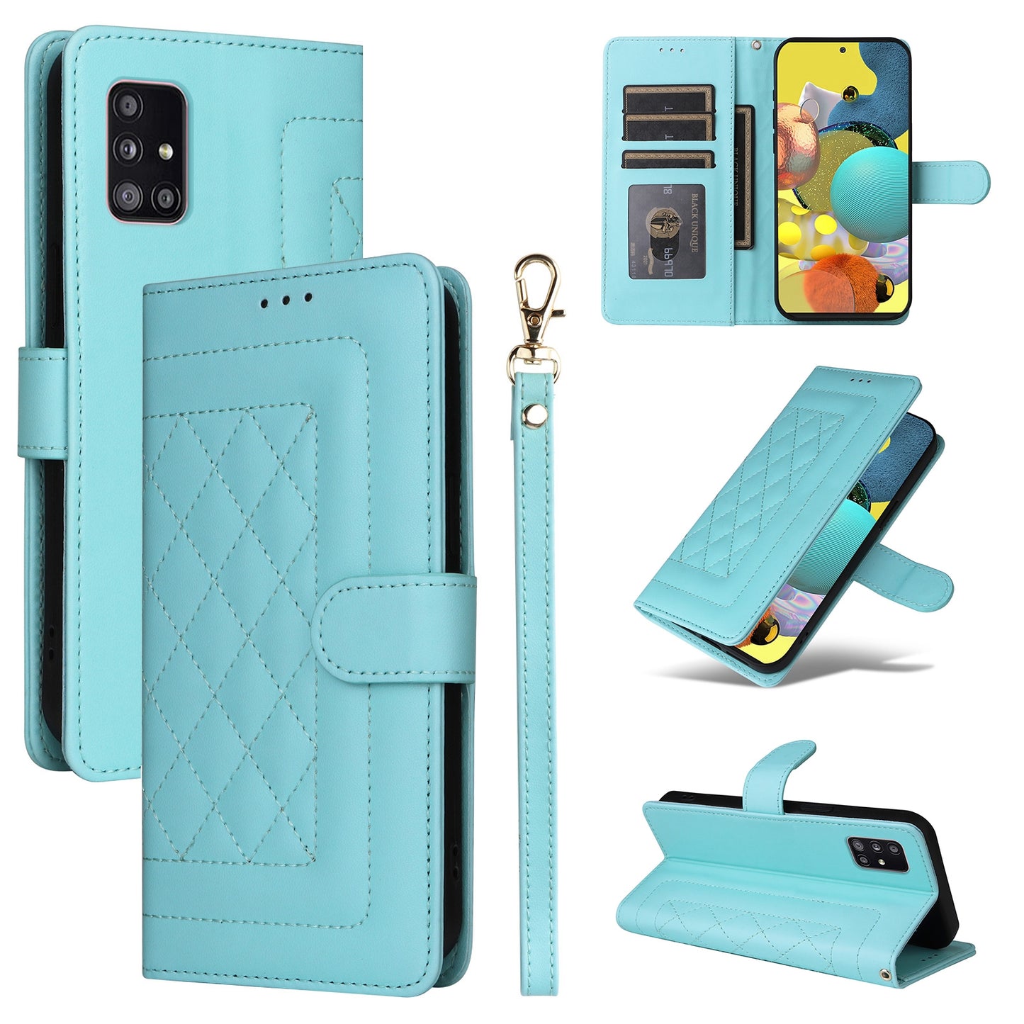 Samsung Galaxy A51 5G Diamond Lattice Leather Flip Phone Case - Durable and Convenient Holder with Precision Cutouts