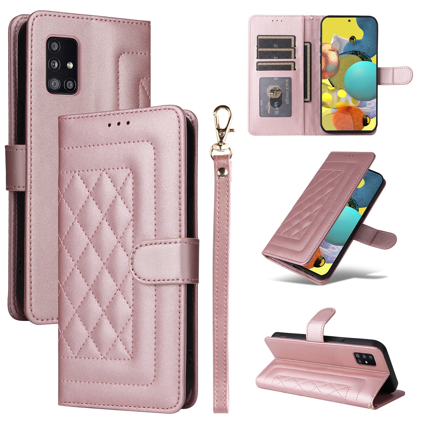 Samsung Galaxy A51 5G Diamond Lattice Leather Flip Phone Case - Durable and Convenient Holder with Precision Cutouts