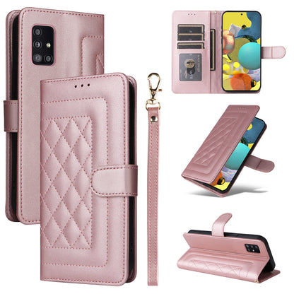 Samsung Galaxy A51 5G Diamond Lattice Leather Flip Phone Case - Durable and Convenient Holder with Precision Cutouts