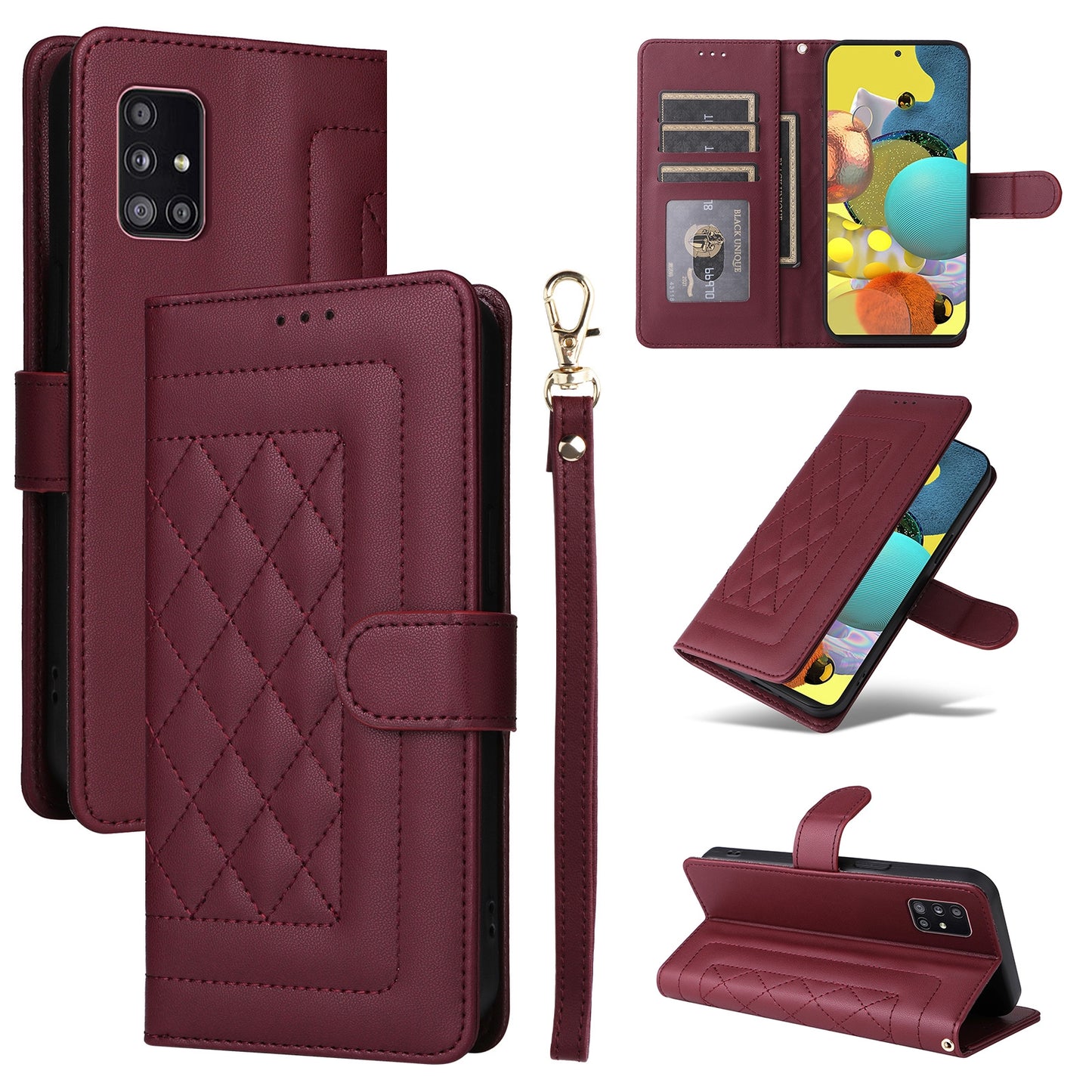 Samsung Galaxy A51 5G Diamond Lattice Leather Flip Phone Case - Durable and Convenient Holder with Precision Cutouts