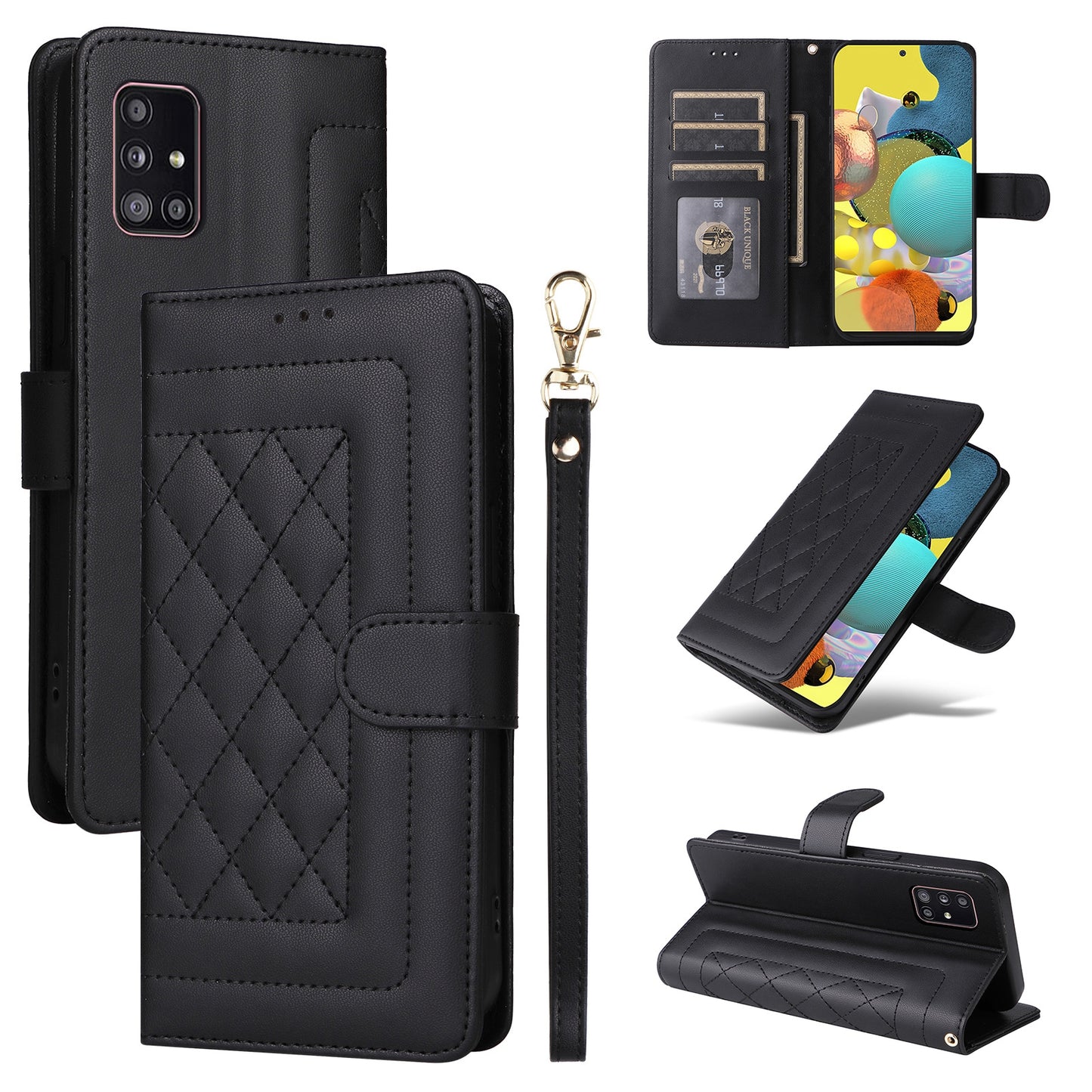 Samsung Galaxy A51 5G Diamond Lattice Leather Flip Phone Case - Durable and Convenient Holder with Precision Cutouts
