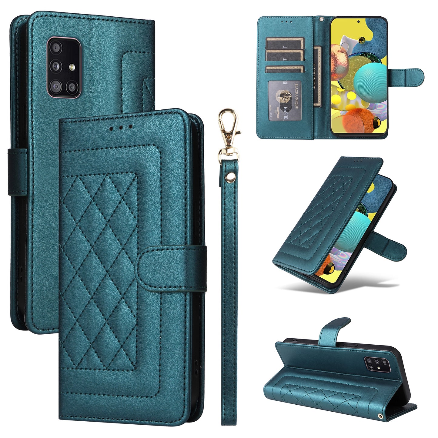 Samsung Galaxy A51 5G Diamond Lattice Leather Flip Phone Case - Durable and Convenient Holder with Precision Cutouts