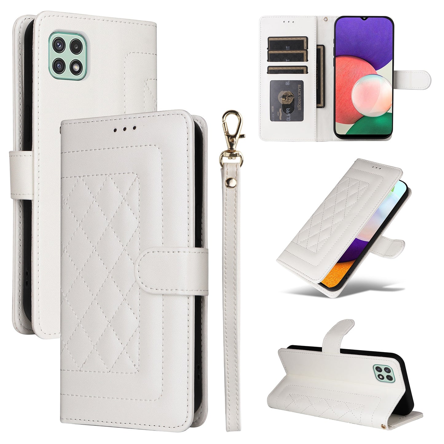 Samsung Galaxy A52 Diamond Lattice Leather Flip Phone Case - Durable and Convenient Holder with Precision Cutouts