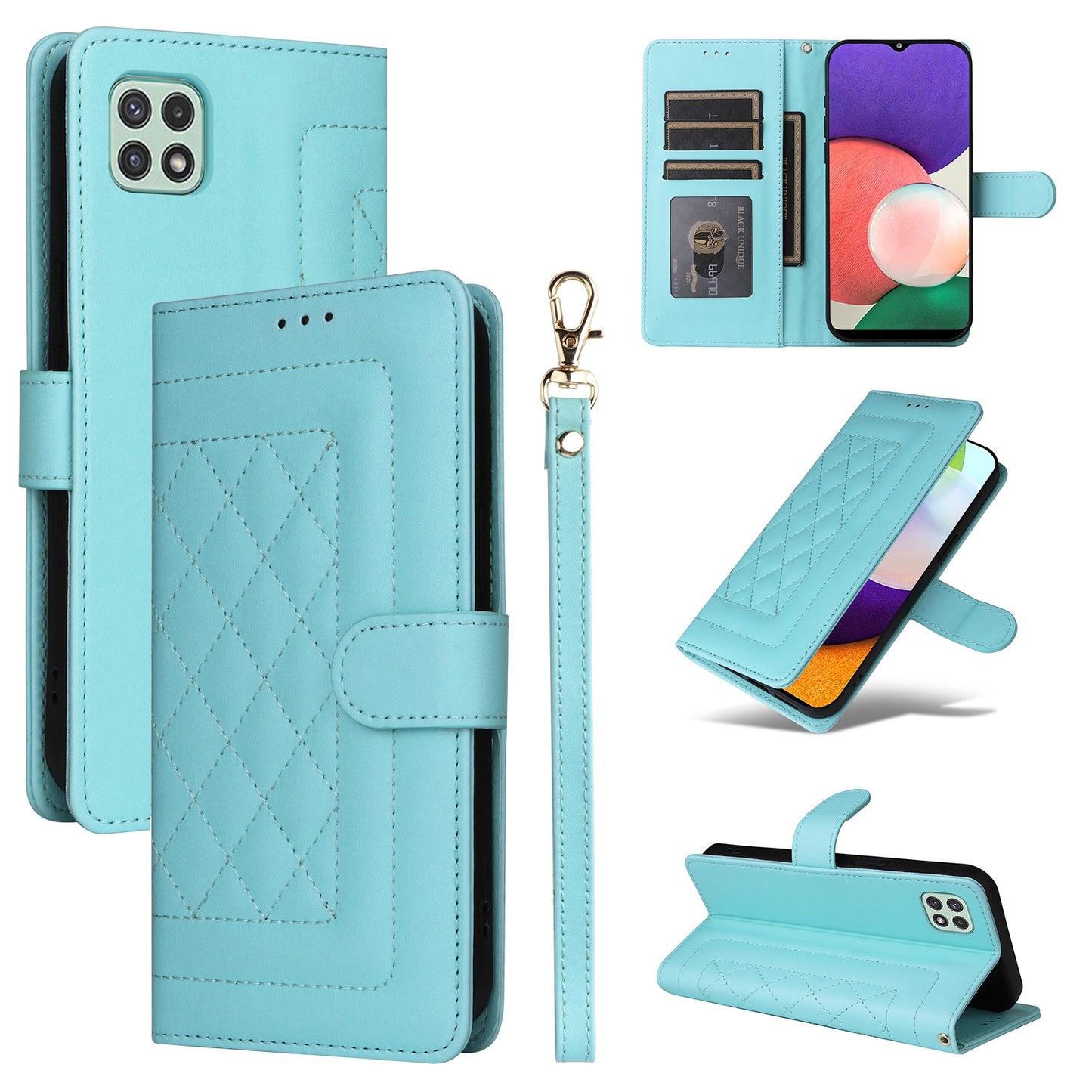Samsung Galaxy A52 Diamond Lattice Leather Flip Phone Case - Durable and Convenient Holder with Precision Cutouts