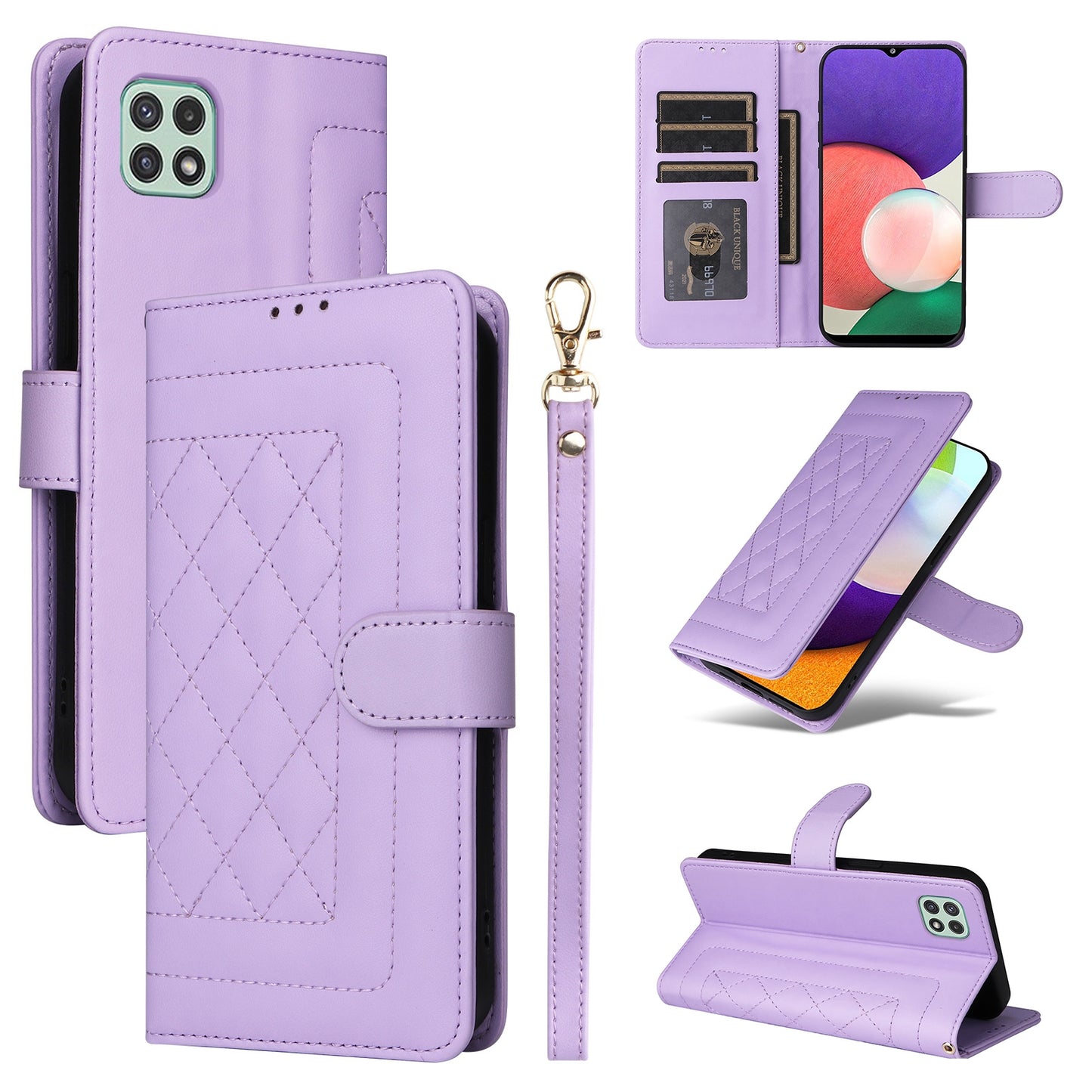 Samsung Galaxy A52 Diamond Lattice Leather Flip Phone Case - Durable and Convenient Holder with Precision Cutouts