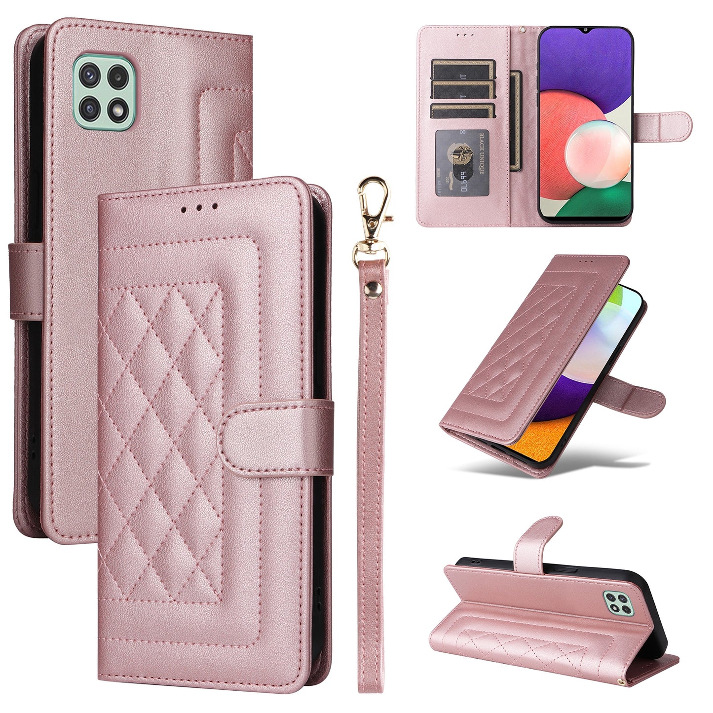 Samsung Galaxy A52 Diamond Lattice Leather Flip Phone Case - Durable and Convenient Holder with Precision Cutouts