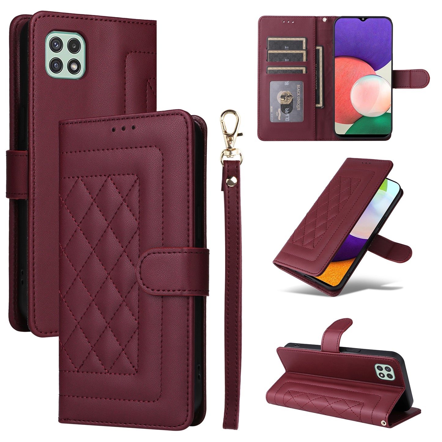 Samsung Galaxy A52 Diamond Lattice Leather Flip Phone Case - Durable and Convenient Holder with Precision Cutouts