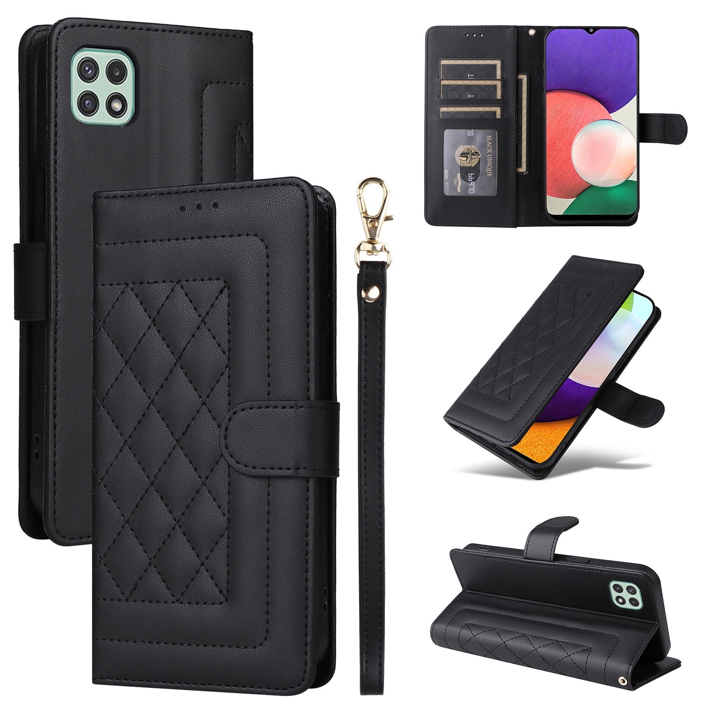 Samsung Galaxy A52 Diamond Lattice Leather Flip Phone Case - Durable and Convenient Holder with Precision Cutouts