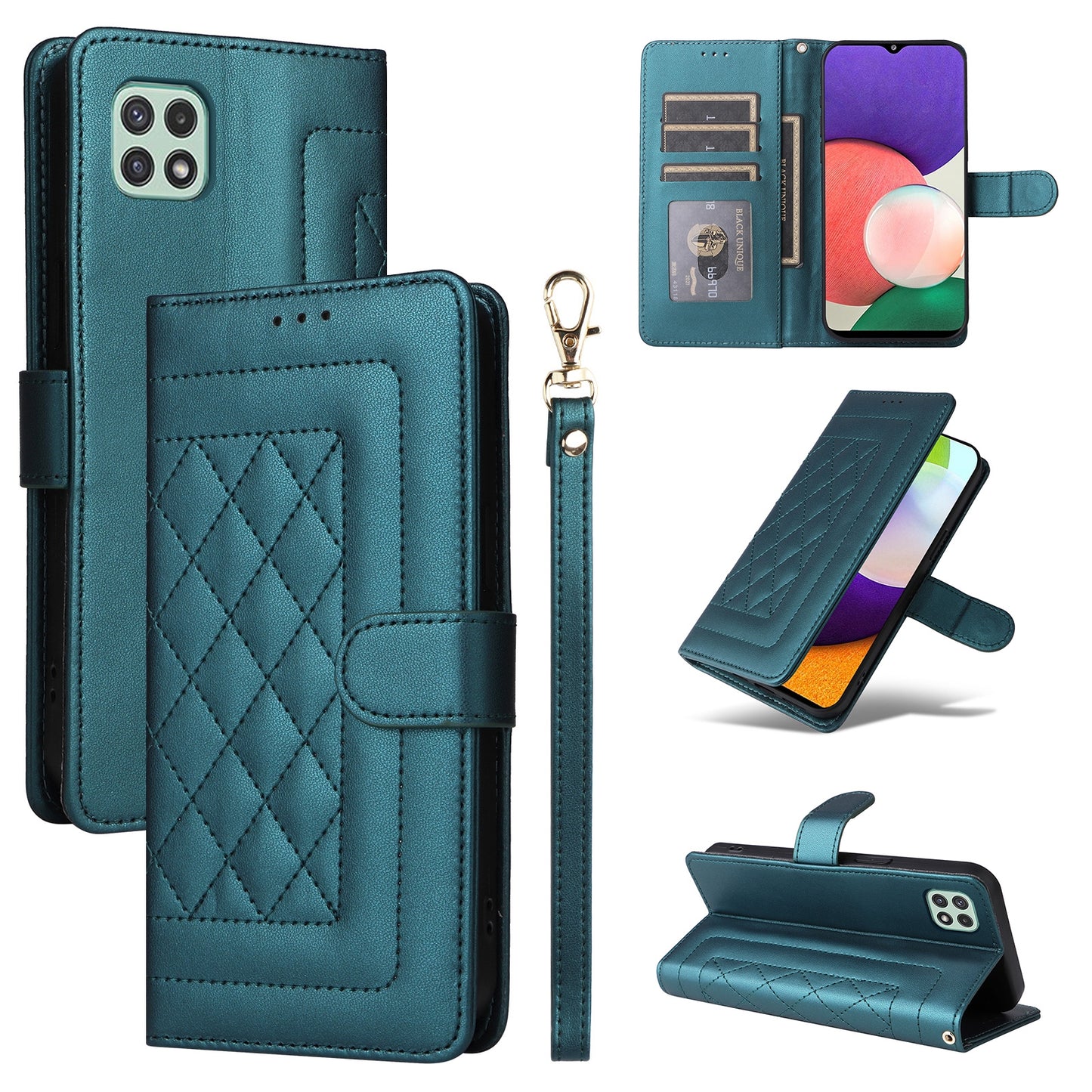Samsung Galaxy A52 Diamond Lattice Leather Flip Phone Case - Durable and Convenient Holder with Precision Cutouts