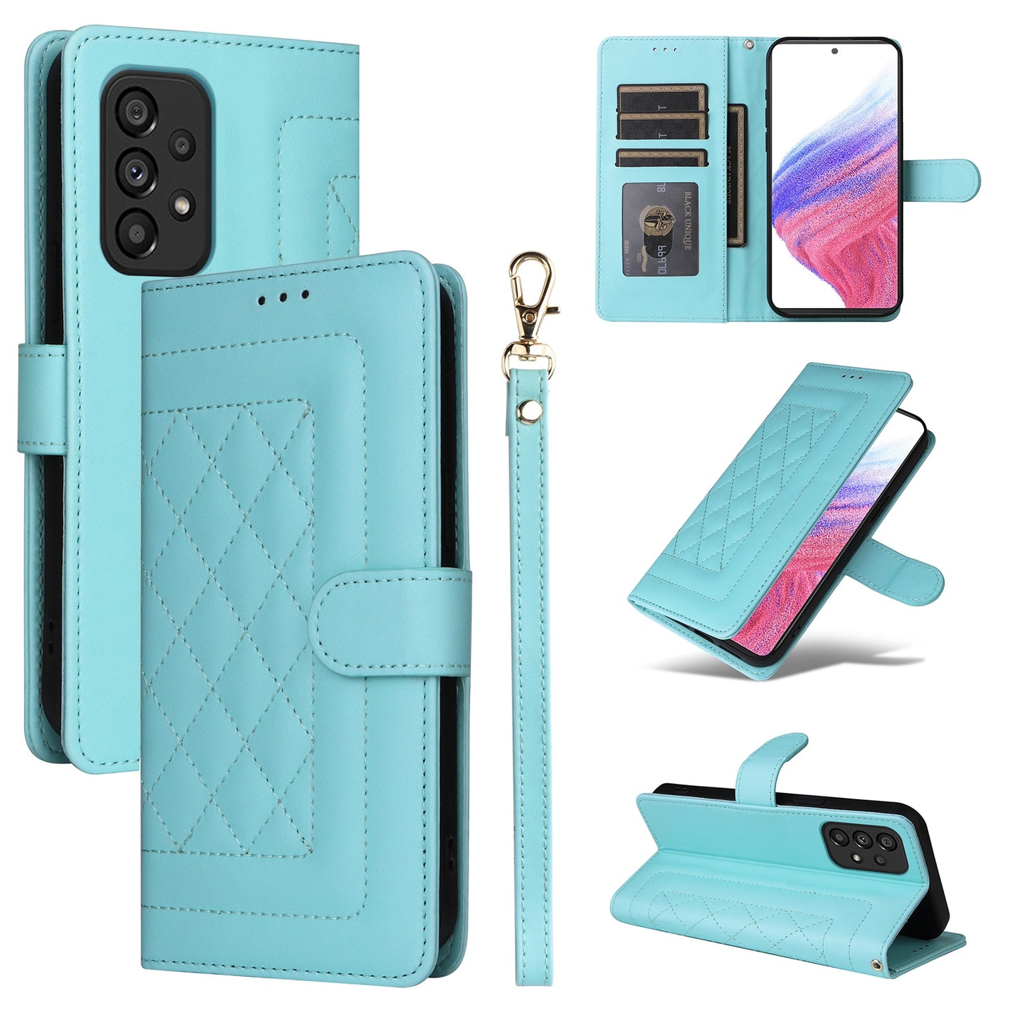 Samsung Galaxy A53 Diamond Lattice Leather Flip Phone Case - Durable and Convenient Holder with Precision Cutouts