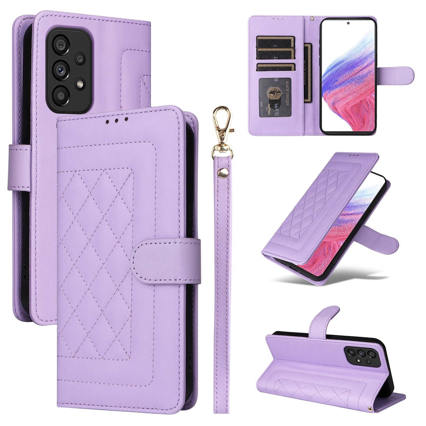 Samsung Galaxy A53 Diamond Lattice Leather Flip Phone Case - Durable and Convenient Holder with Precision Cutouts