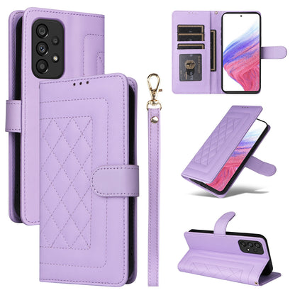 Samsung Galaxy A53 Diamond Lattice Leather Flip Phone Case - Durable and Convenient Holder with Precision Cutouts