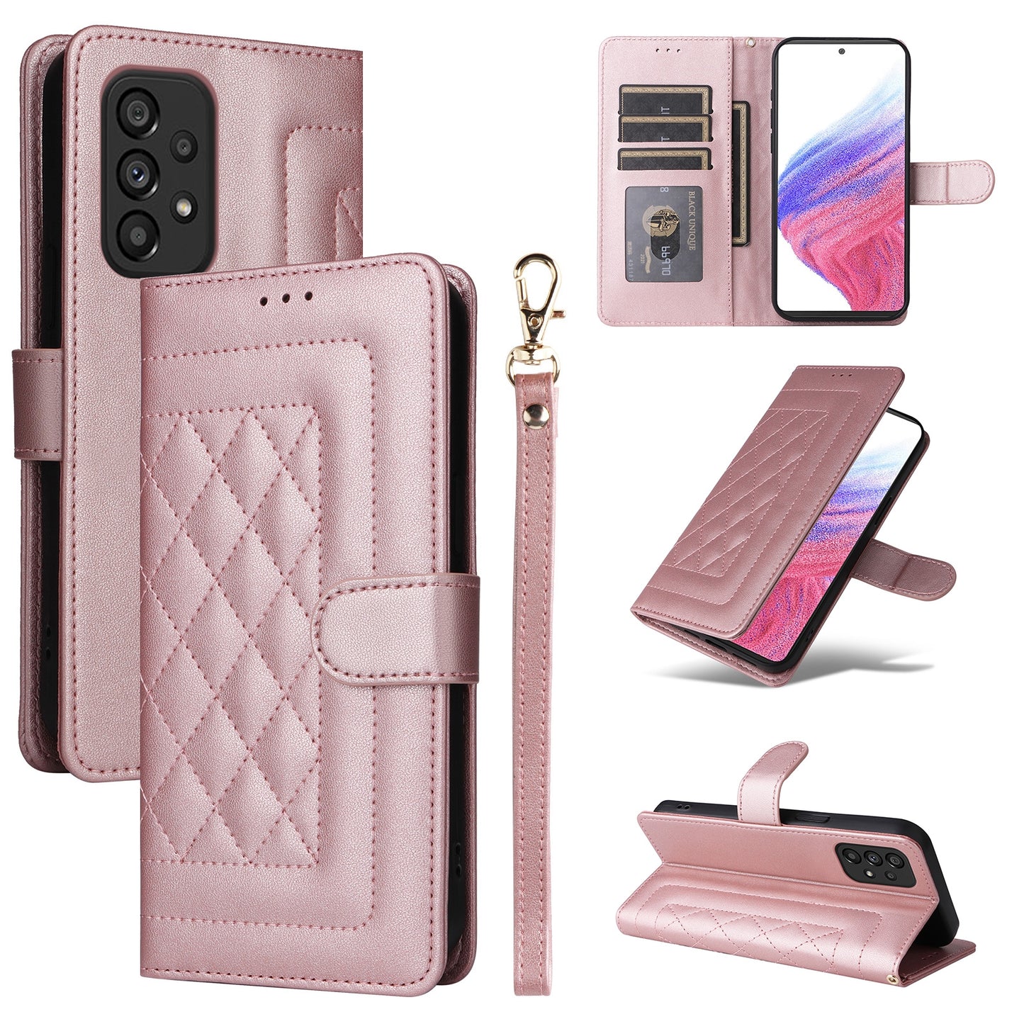 Samsung Galaxy A53 Diamond Lattice Leather Flip Phone Case - Durable and Convenient Holder with Precision Cutouts
