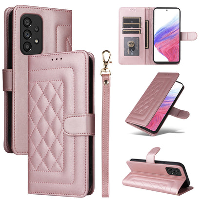 Samsung Galaxy A53 Diamond Lattice Leather Flip Phone Case - Durable and Convenient Holder with Precision Cutouts