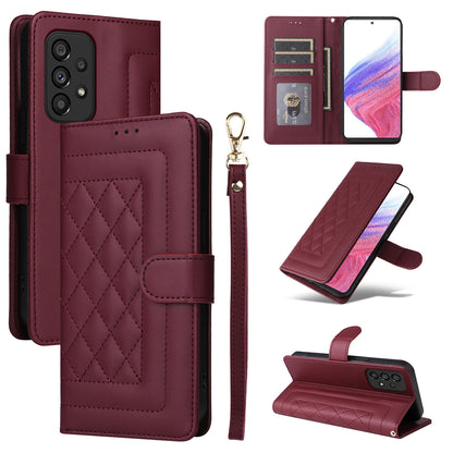 Samsung Galaxy A53 Diamond Lattice Leather Flip Phone Case - Durable and Convenient Holder with Precision Cutouts