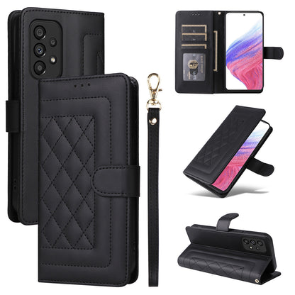 Samsung Galaxy A53 Diamond Lattice Leather Flip Phone Case - Durable and Convenient Holder with Precision Cutouts