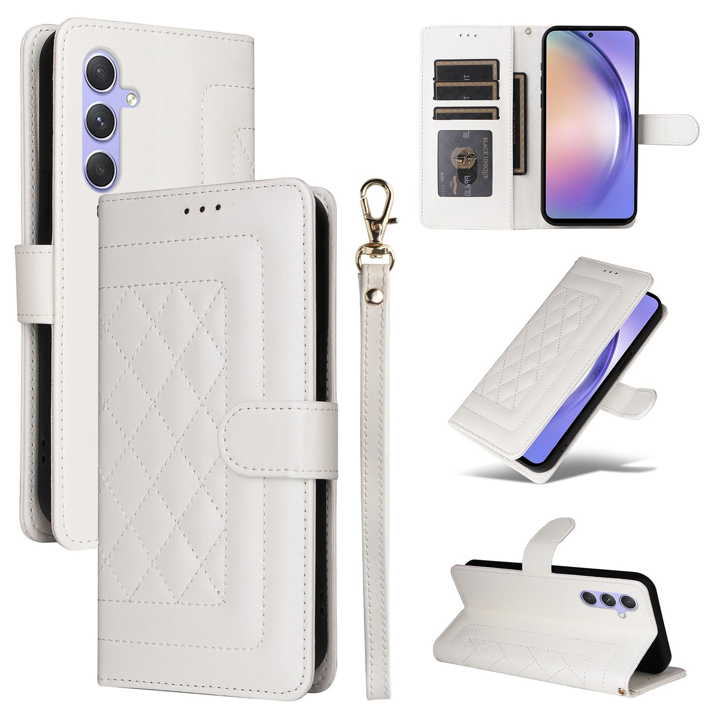 Samsung Galaxy A54 5G Diamond Lattice Leather Flip Phone Case - Durable and Convenient Holder with Precision Cutouts