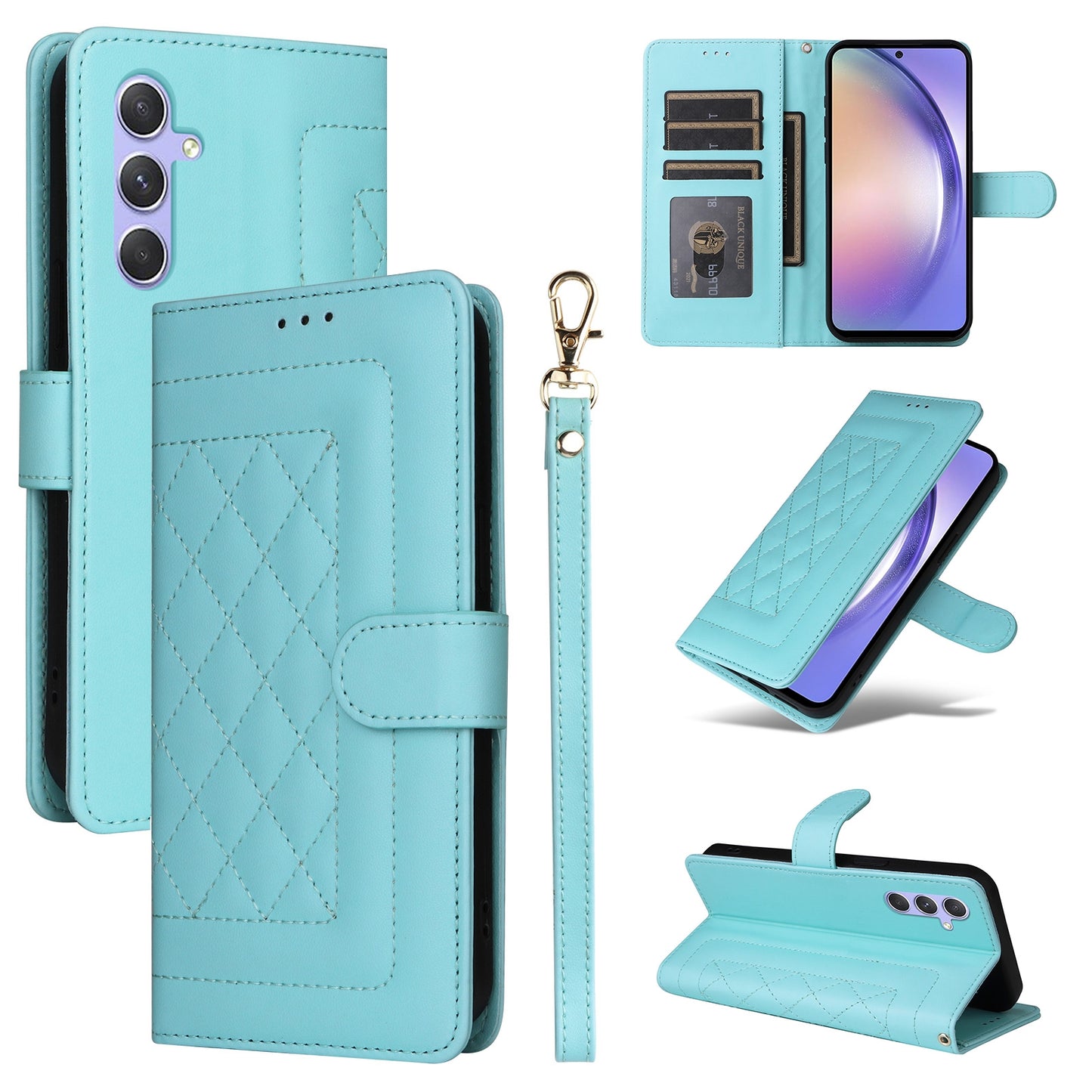 Samsung Galaxy A54 5G Diamond Lattice Leather Flip Phone Case - Durable and Convenient Holder with Precision Cutouts