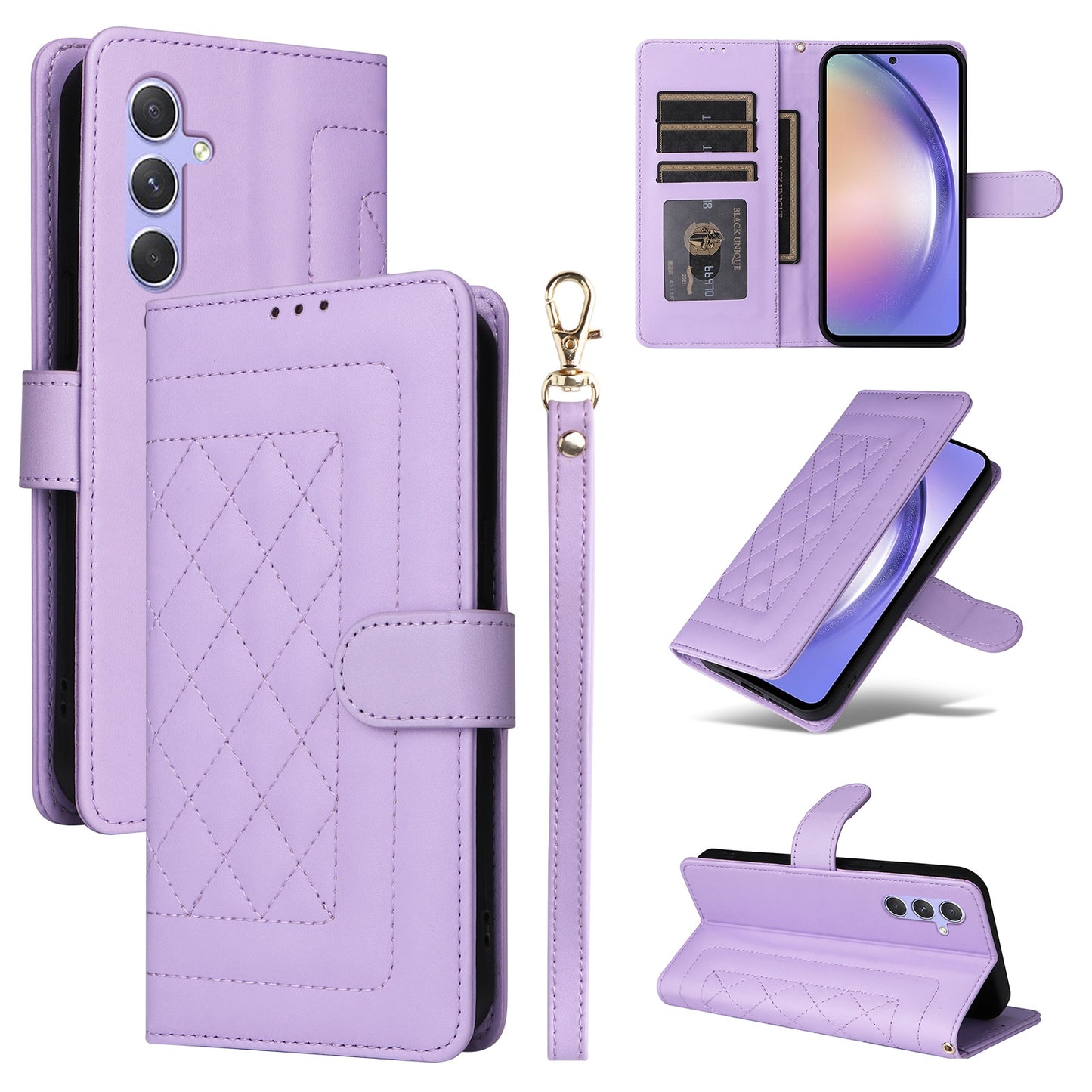 Samsung Galaxy A54 5G Diamond Lattice Leather Flip Phone Case - Durable and Convenient Holder with Precision Cutouts