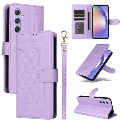 Samsung Galaxy A54 5G Diamond Lattice Leather Flip Phone Case - Durable and Convenient Holder with Precision Cutouts