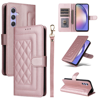 Samsung Galaxy A54 5G Diamond Lattice Leather Flip Phone Case - Durable and Convenient Holder with Precision Cutouts